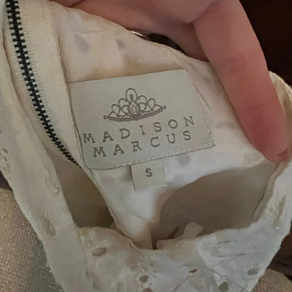 Madison Marcus Ivory Eyelet Racerback Fit & Flare Dress Size Small - Picture 4 of 5